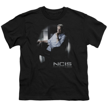 Black youth t-shirt for ages 8 to 12 with NCIS Gibbs Ponders graphic