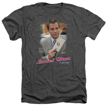 Charcoal men's heather t-shirt with NCIS Ladies Man graphic