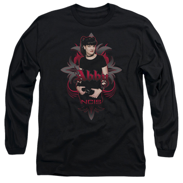 Black men's long sleeve t-shirt with NCIS Abby Gothic graphic