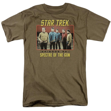 Safari green men's regular fit t-shirt with Star Trek The Original Series Episode 56 graphic