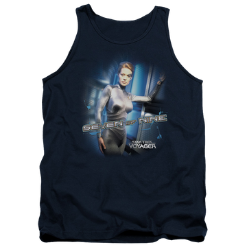Navy men's tank with Star Trek Seven Of Nine graphic