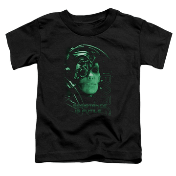Black toddler t-shirt with Star Trek Resistance Is Futile graphic