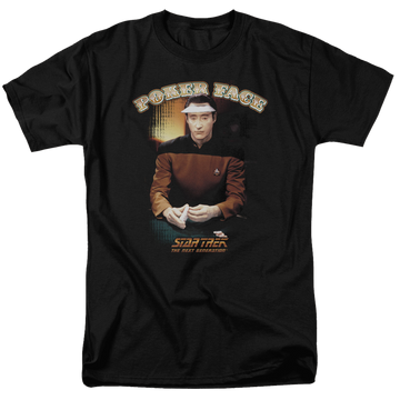 Black men's regular fit t-shirt with Star Trek Poker Face graphic