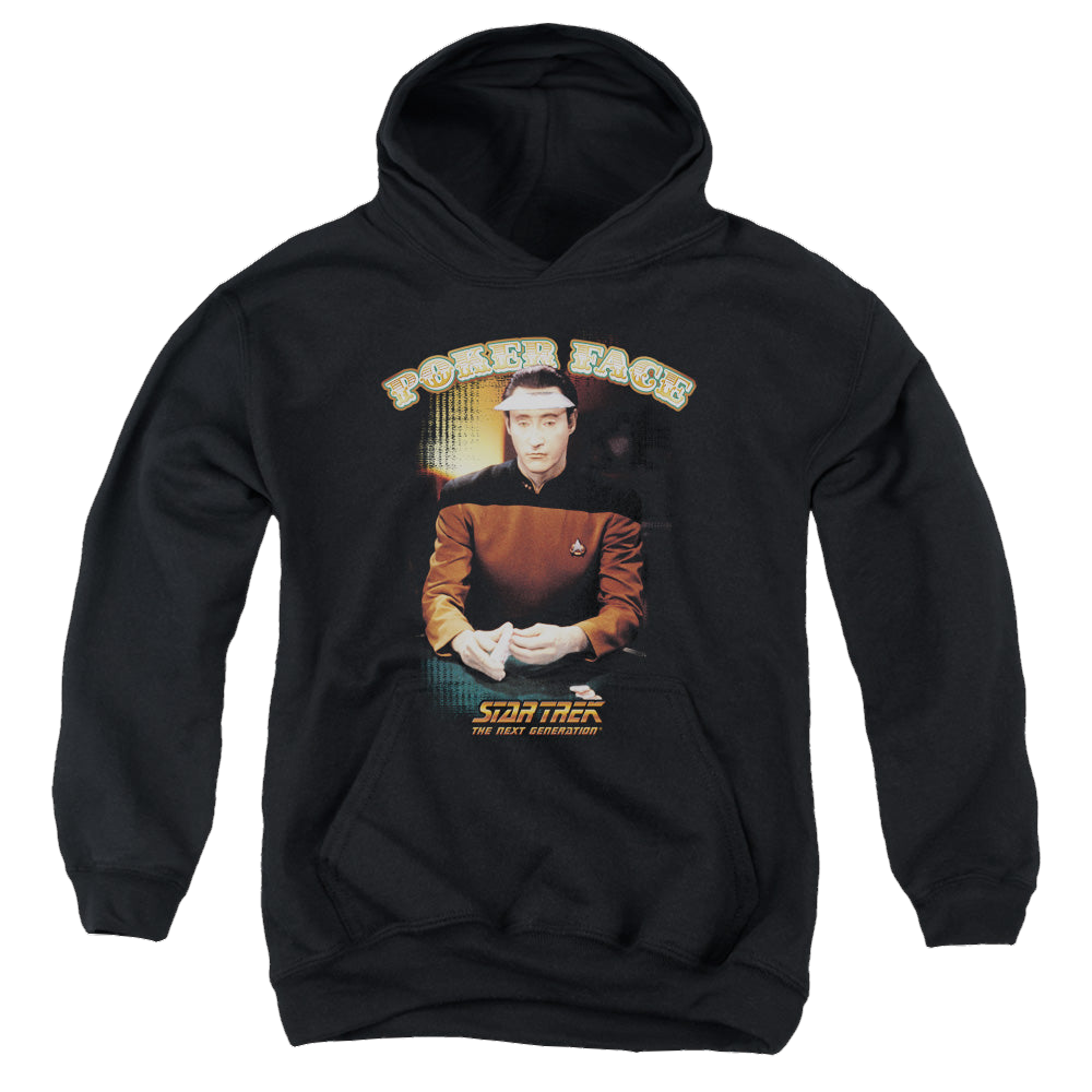 Star Trek The Next Generation Poker Face - Youth Hoodie Youth Hoodie (Ages 8-12) Star Trek