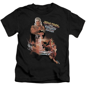 Black kid's t-shirt for ages 4 to 7 with Star Trek Wrath Of Khan(movie) graphic