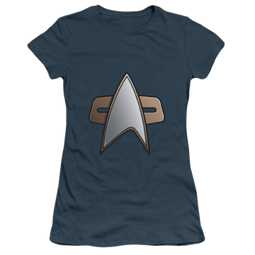Indigo juniors t-shirt with Star Trek Deep Space Nine Ds9 Science Emblem graphic