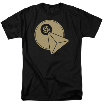 Black men's regular fit t-shirt with Star Trek The Next Generation Vulcan Logo graphic