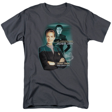 Charcoal men's regular fit t-shirt with Star Trek Deep Space Nine Jadzia Dax graphic