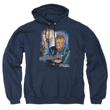 Navy pullover hoodie with Star Trek Neelix graphic
