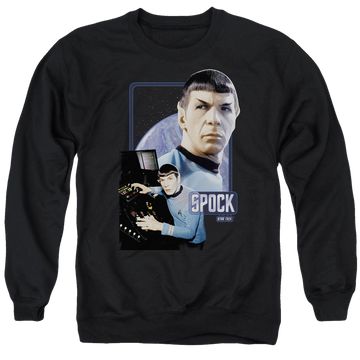 Black men's crewneck sweatshirt with Star Trek Spock graphic