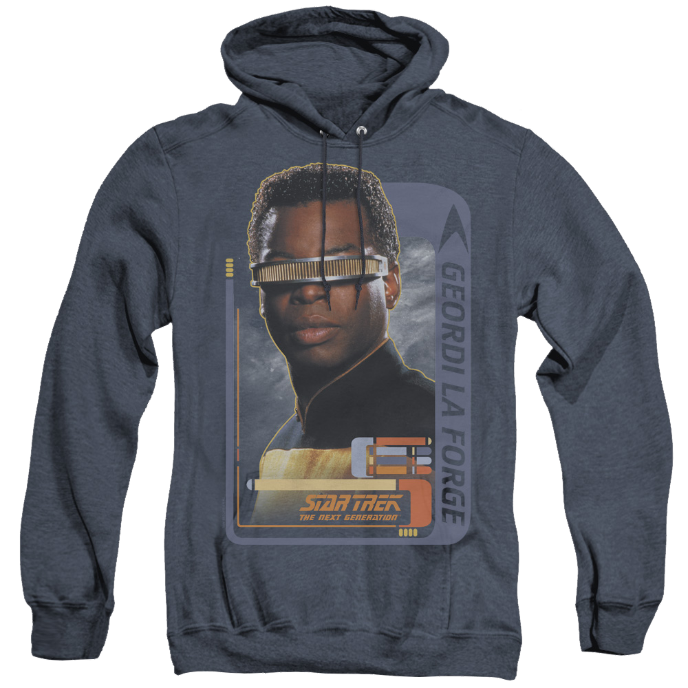 Star Trek The Next Generation Geordi Laforge - Heather Pullover Hoodie Heather Pullover Hoodie Star Trek