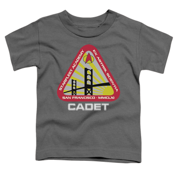 Charcoal toddler t-shirt with Star Trek Starfleet Cadet graphic