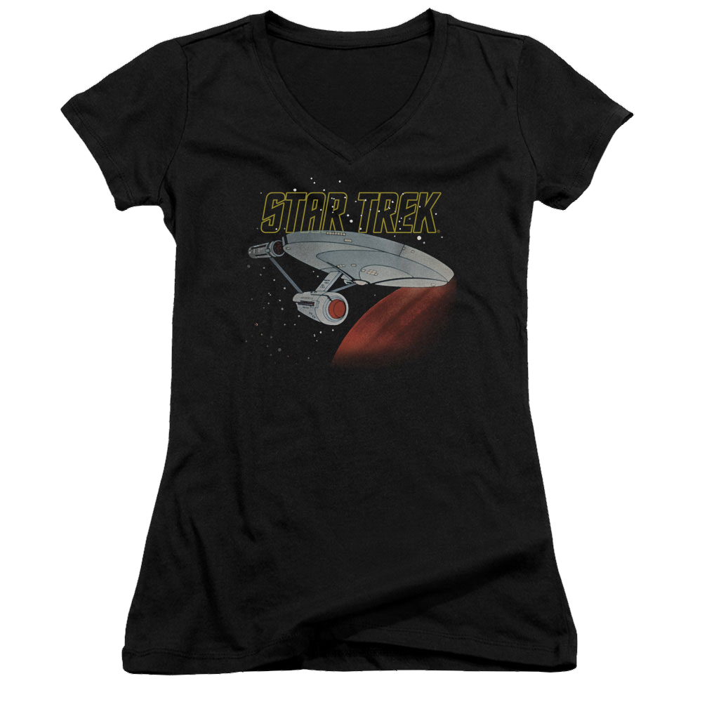 Star Trek Retro Enterprise Juniors V-Neck T-Shirt Juniors V-Neck T-Shirt Star Trek
