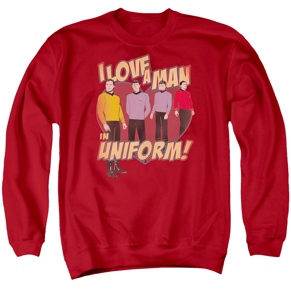 Star Trek Man In Uniform Men's Crewneck Sweatshirt Men's Crewneck Sweatshirt Star Trek
