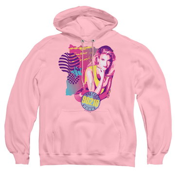 Pink pullover hoodie with Beverly Hills 90210 Donna graphic