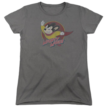 Charcoal women's t-shirt with Mighty Mouse Mighty Circle graphic
