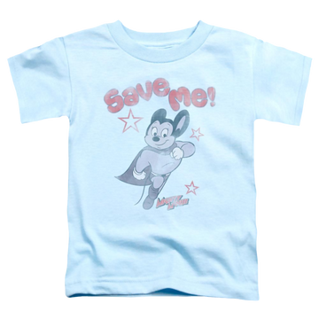Light blue toddler t-shirt with Mighty Mouse Save Me graphic