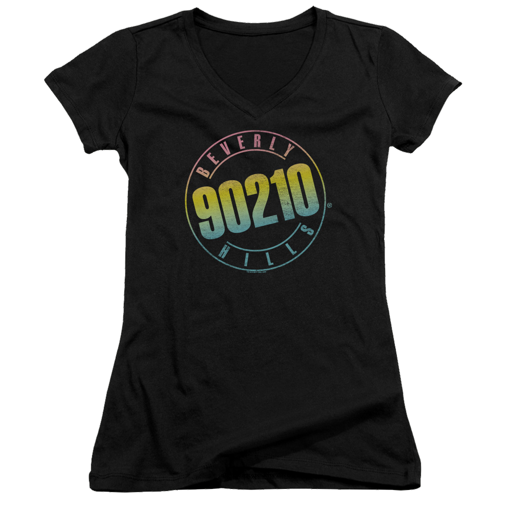 Beverly Hills 90210 Color Blend Logo - Juniors V-Neck T-Shirt Juniors V-Neck T-Shirt Beverly Hills 90210