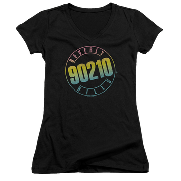 Beverly Hills 90210 Color Blend Logo - Juniors V-Neck T-Shirt Juniors V-Neck T-Shirt Beverly Hills 90210