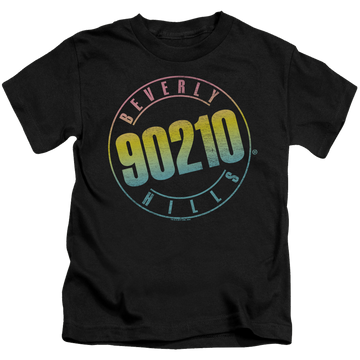 Black kid's t-shirt for ages 4 to 7 with Beverly Hills 90210 Color Blend Logo graphic