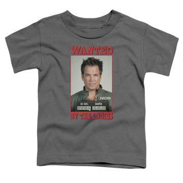Charcoal kid's t-shirt for ages 4 to 7 with NCIS Wanted graphic