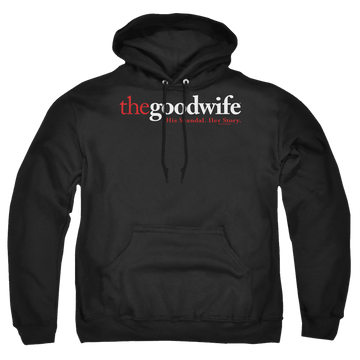 Black pullover hoodie with The Good Wife Logo graphic