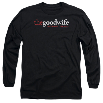 Black men's long sleeve t-shirt with The Good Wife Logo graphic