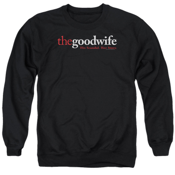 Black men's crewneck sweatshirt with The Good Wife Logo graphic