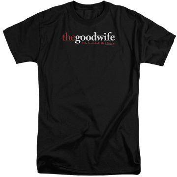 Black men's tall fit t-shirt with The Good Wife Logo graphic