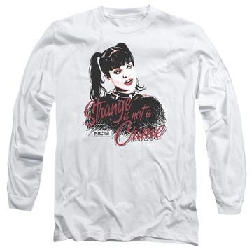 White men's long sleeve t-shirt with NCIS Strange Is Not A Crime graphic