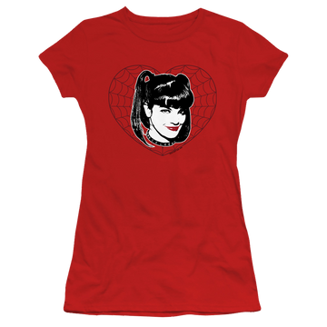Red juniors t-shirt with NCIS Abby Heart graphic
