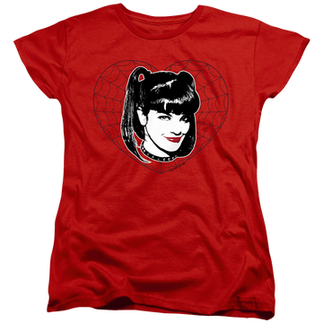 Red women's t-shirt with NCIS Abby Heart graphic
