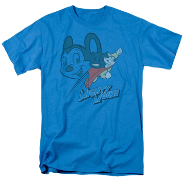 Turquoise men's regular fit t-shirt with Mighty Mouse Double Mouse graphic