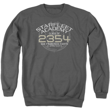 Charcoal men's crewneck sweatshirt with Star Trek Deep Space Nine Sisko Graduation graphic
