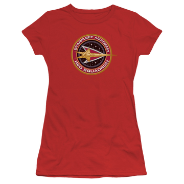 Red juniors t-shirt with Star Trek Red Squadron graphic