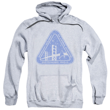 Athletic heather pullover hoodie with Star Trek The Original Series Distressed Logo graphic