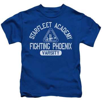 Royal kid's t-shirt for ages 4 to 7 with Star Trek Varsity graphic