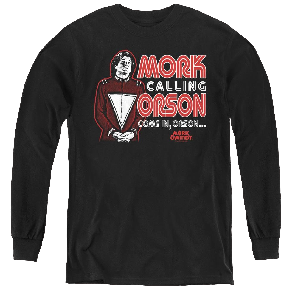 Mork & Mindy Mork Calling Orson - Youth Long Sleeve T-Shirt Youth Long Sleeve T-Shirt Mork & Mindy