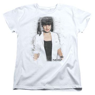 White women's t-shirt with NCIS Abby Skulls graphic