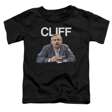 Black toddler t-shirt with Cheers Cliff graphic