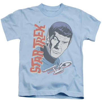 Light blue kid's t-shirt for ages 4 to 7 with Star Trek Vintage Spock graphic