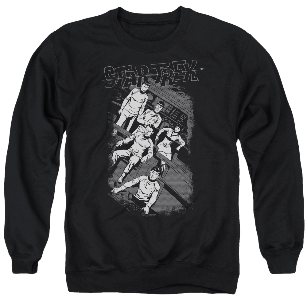 Star Trek Retro Tilted Bridge Men's Crewneck Sweatshirt Men's Crewneck Sweatshirt Star Trek