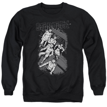 Black men's crewneck sweatshirt with Star Trek Retro Tilted Bridge graphic