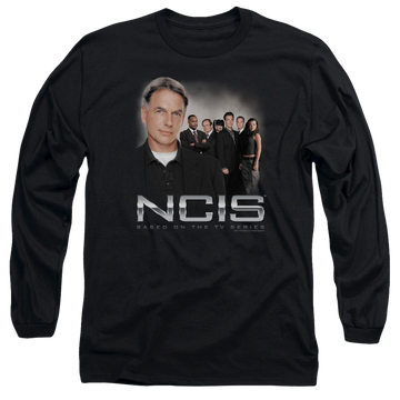 Black men's long sleeve t-shirt with NCIS Investigators graphic
