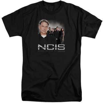 Black men's tall fit t-shirt with NCIS Investigators graphic