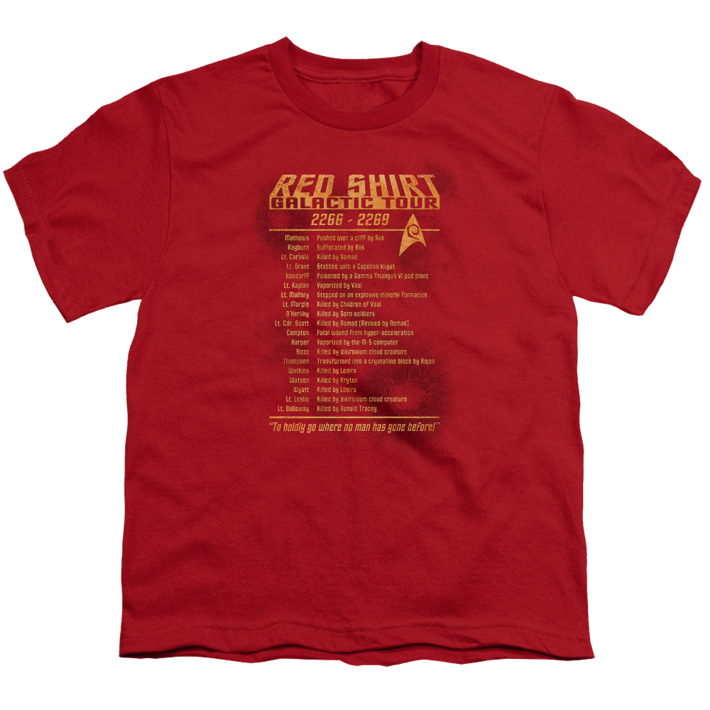 Star Trek The Original Series Red Shirt Tour - Youth T-Shirt Youth T-Shirt (Ages 8-12) Star Trek