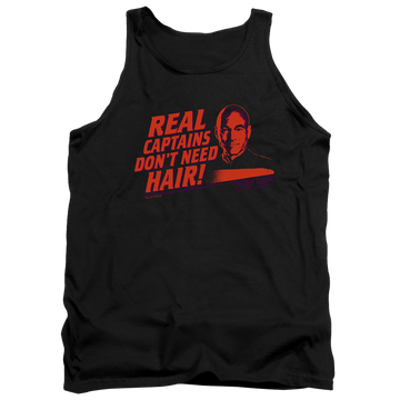 Black men's tank with Star Trek Real Captain graphic