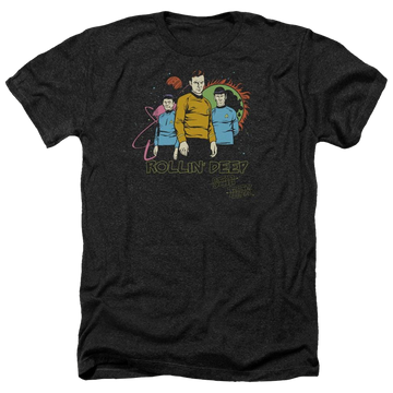 Charcoal men's heather t-shirt with Star Trek The Original Series Rollin Deep graphic