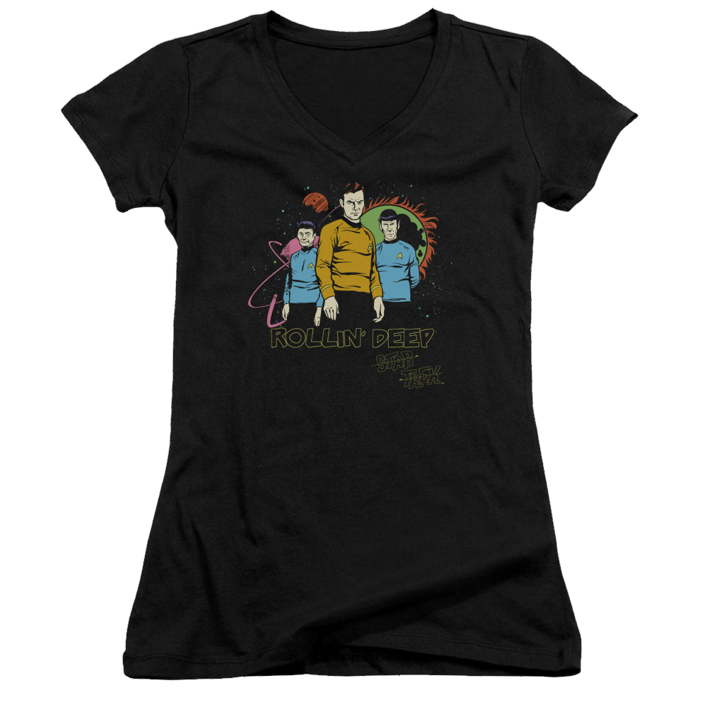 Star Trek Rollin Deep Juniors V-Neck T-Shirt Juniors V-Neck T-Shirt Star Trek