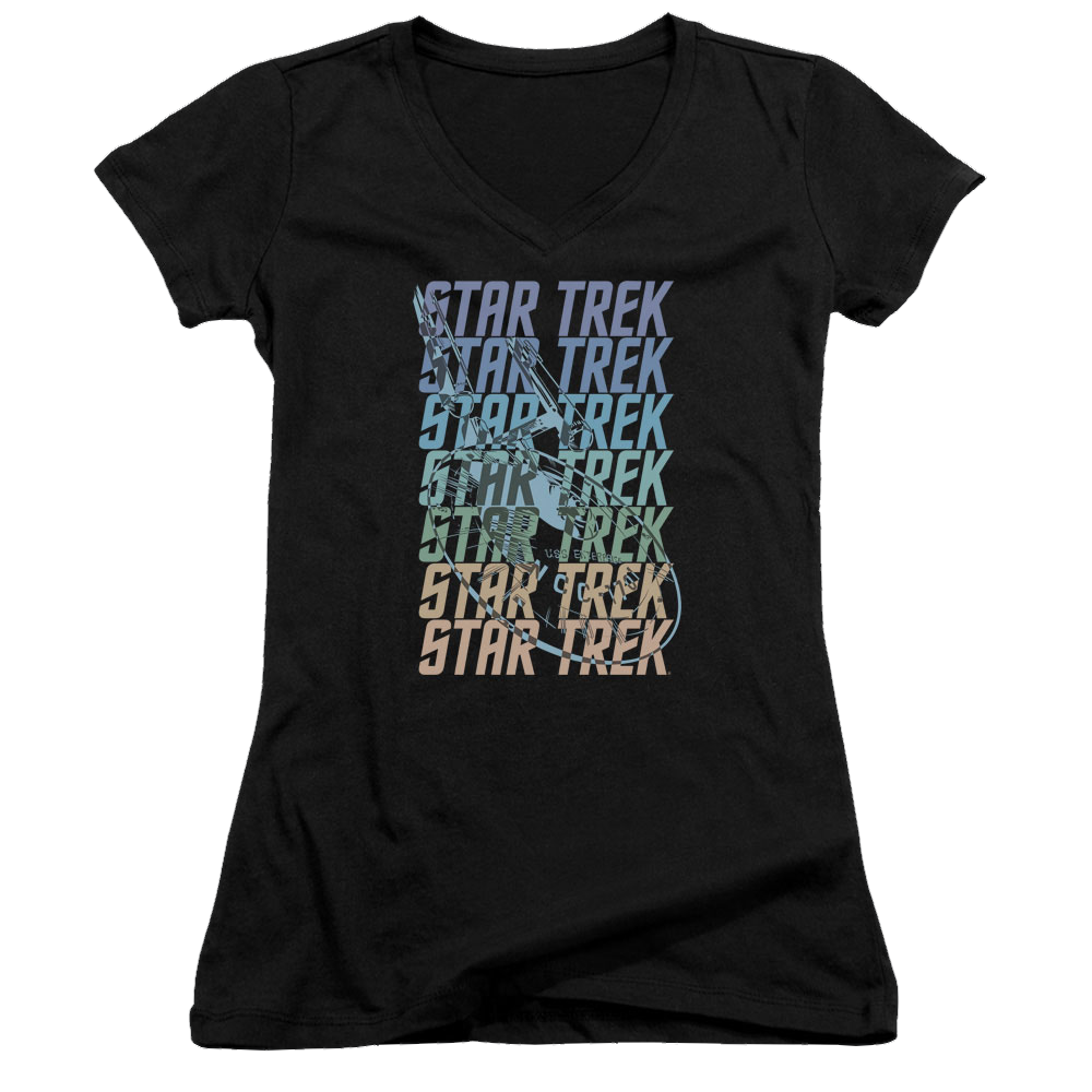 Star Trek Multi Logo Enterprise Juniors V-Neck T-Shirt Juniors V-Neck T-Shirt Star Trek